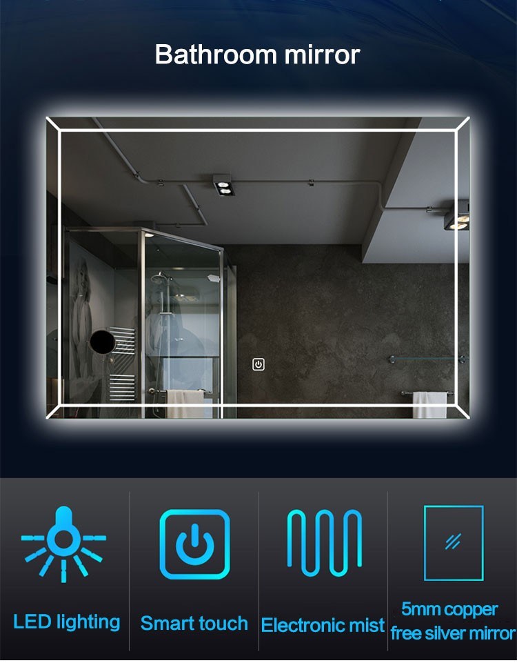 Wholesale Hotel Square Hanging Lighted Smart Bathroom LED Wall Mirror