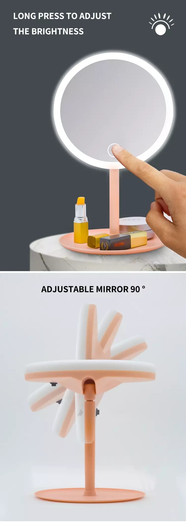 Wall Mounted Battery Powered LED Light Magnifying Mirror 10X Hotel ...