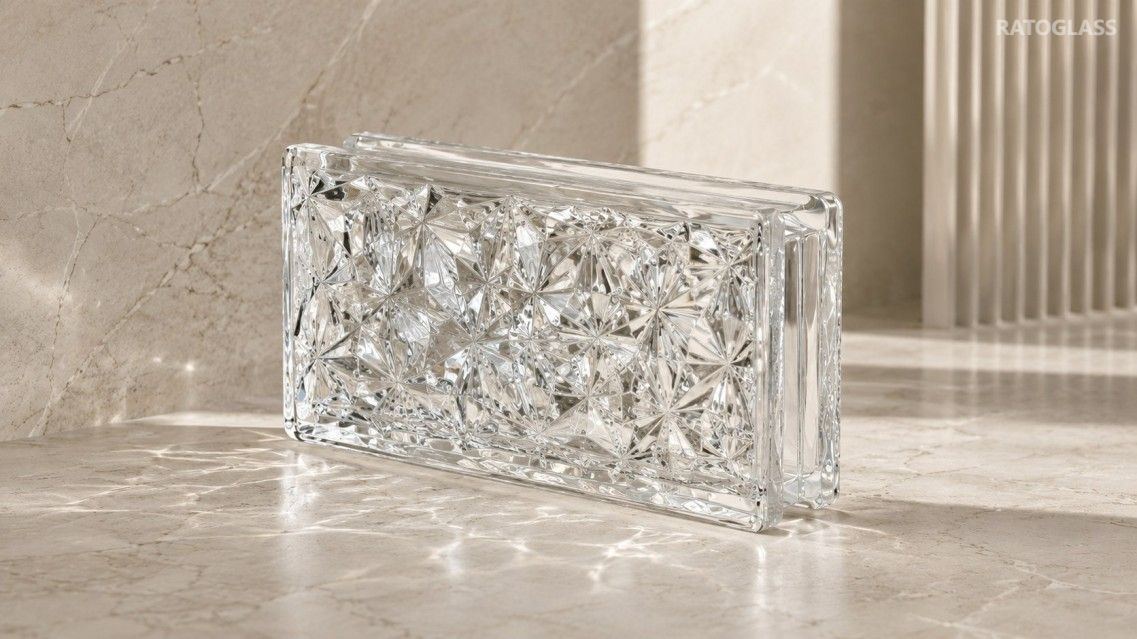 Hollow Glass Brick 200×100×50mm with Hidden LED Groove | Lightweight Glass Block for Illuminated Walls