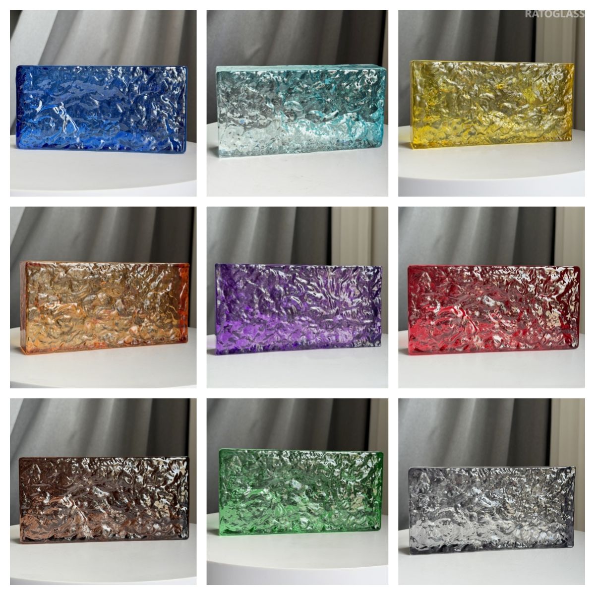 High Quality Double-sided Ice Grain Glass Brick Partition Wall Crystal Brick Transparent Solid Hot-melt Square Glass Block