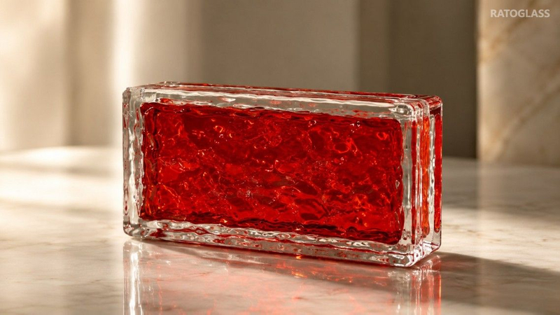 Hollow Glass Brick 200×100×50mm with Hidden LED Groove | Lightweight Glass Block for Illuminated Walls