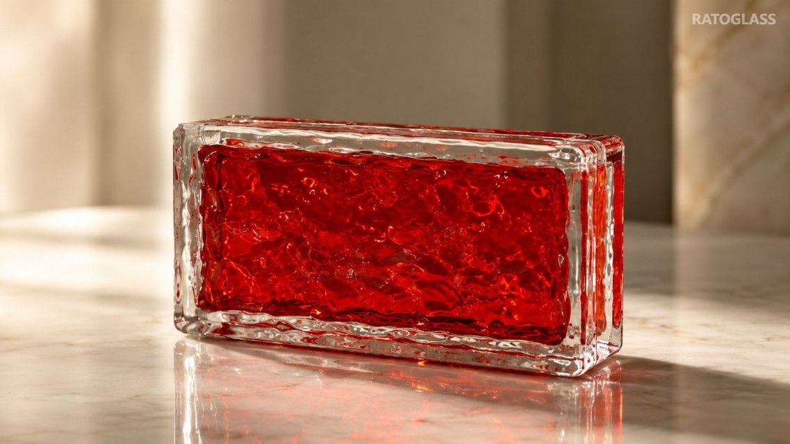 Hollow Glass Brick 200×100×50mm with Hidden LED Groove | Lightweight Glass Block for Illuminated Walls