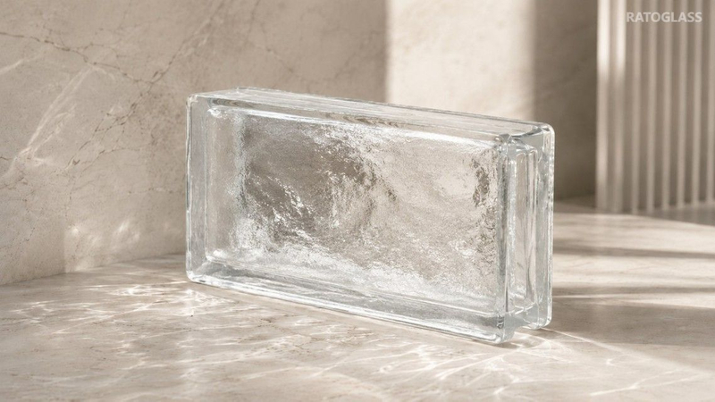 Hollow Glass Brick 200×100×50mm with Hidden LED Groove | Lightweight Glass Block for Illuminated Walls
