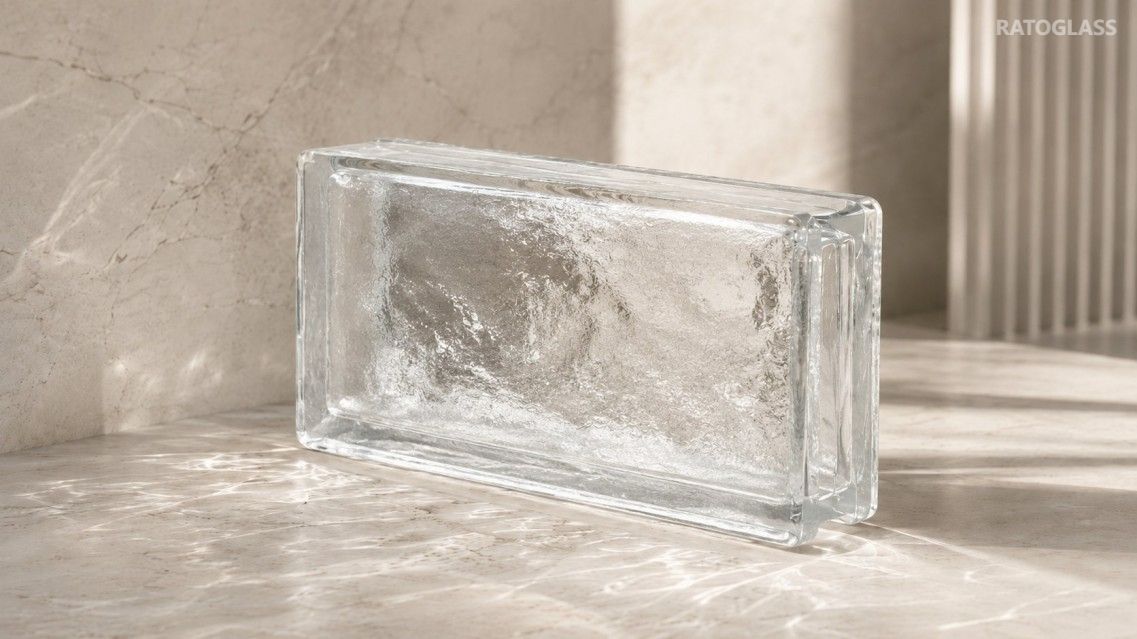 Hollow Glass Brick 200×100×50mm with Hidden LED Groove | Lightweight Glass Block for Illuminated Walls