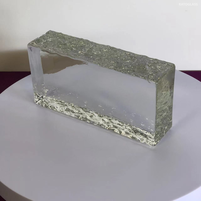 New 200*100*50 mm Clear Glass Brick With Ice Crystal Pattern