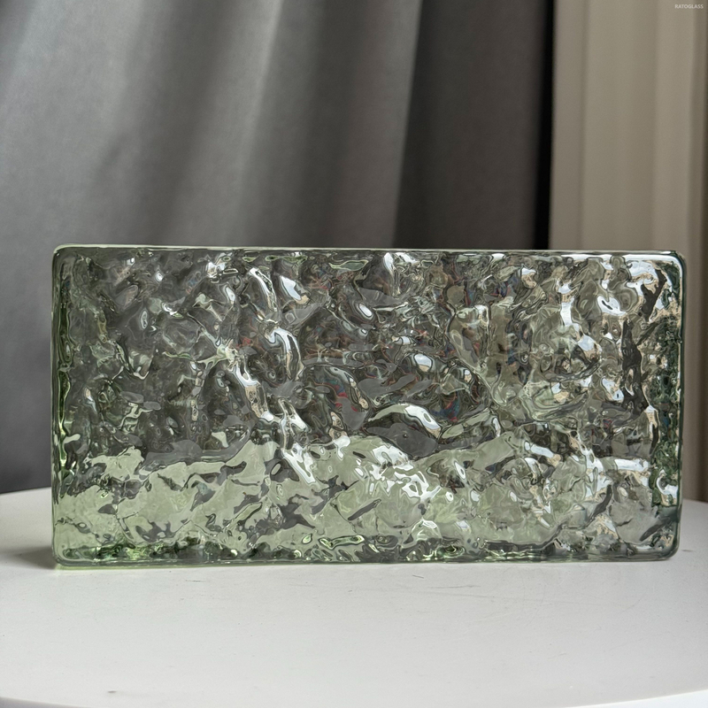 High Quality Double-sided Ice Grain Glass Brick Partition Wall Crystal Brick Transparent Solid Hot-melt Square Glass Block