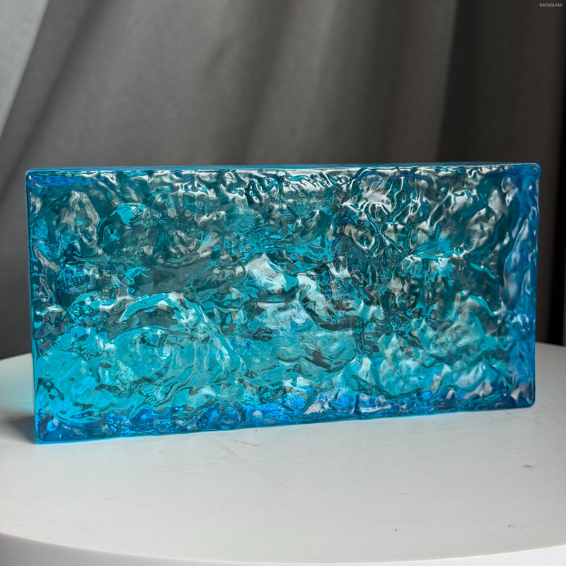 High Quality Double-sided Ice Grain Glass Brick Partition Wall Crystal Brick Transparent Solid Hot-melt Square Glass Block