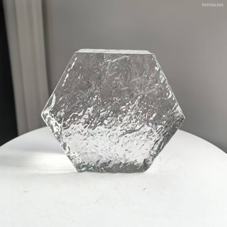 Hexagon Transparent Glass Brick Embedded Solid Hot Melt Glass Bricks Honeycomb Pattern Blocks for Wall Partition Decorative Glass Block