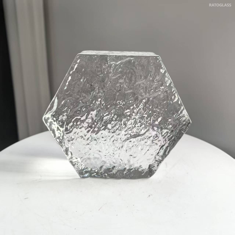 Hexagon Transparent Glass Brick Embedded Solid Hot Melt Glass Bricks Honeycomb Pattern Blocks for Wall Partition Decorative Glass Block