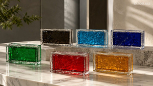 Hollow Glass Brick 200×100×50mm with Hidden LED Groove | Lightweight Glass Block for Illuminated Walls