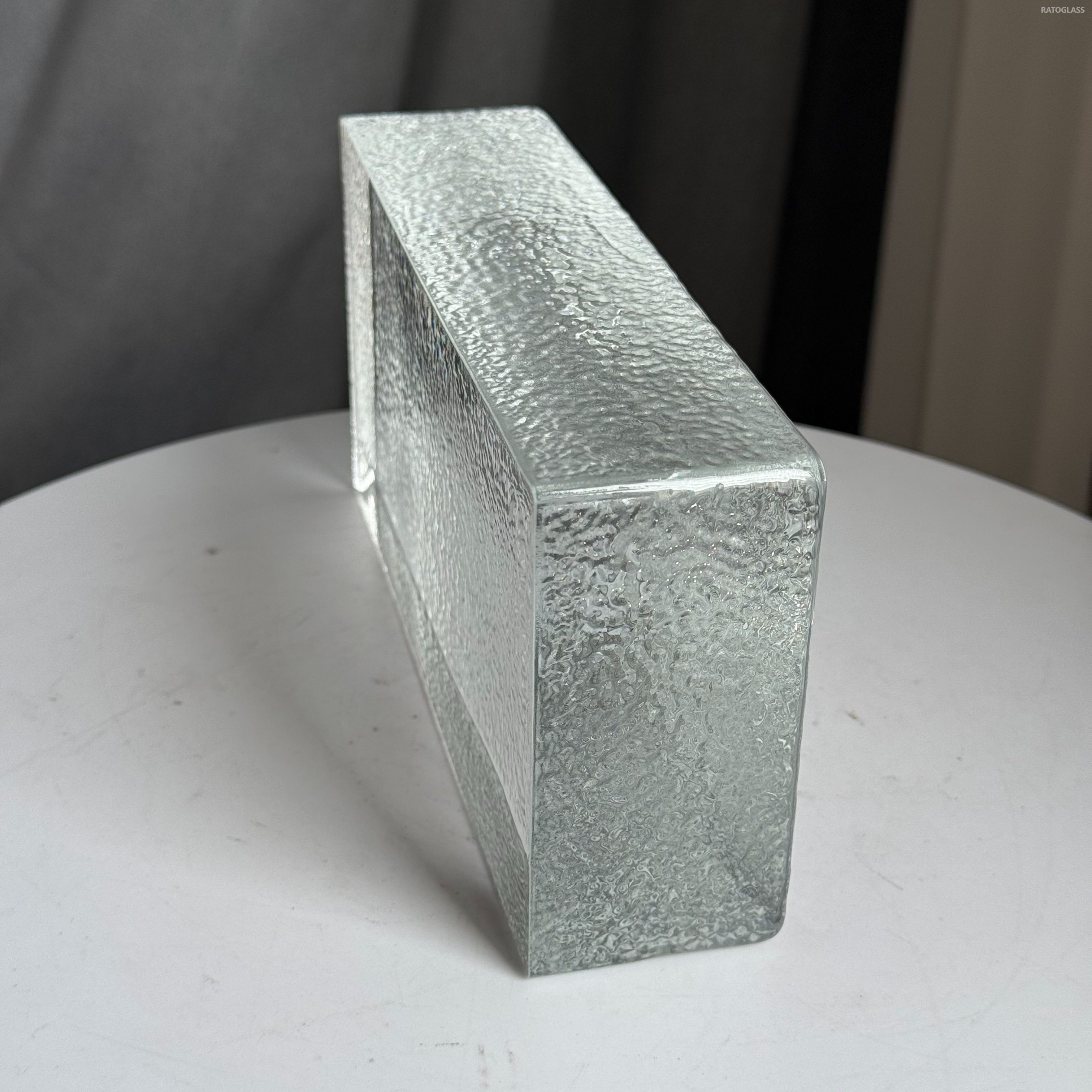 New 200*100*50 MM Crystal Glass Brick with Orange Peel Pattern Clear Brick Building Wall Partition Solid Glass Block for Home Decoration