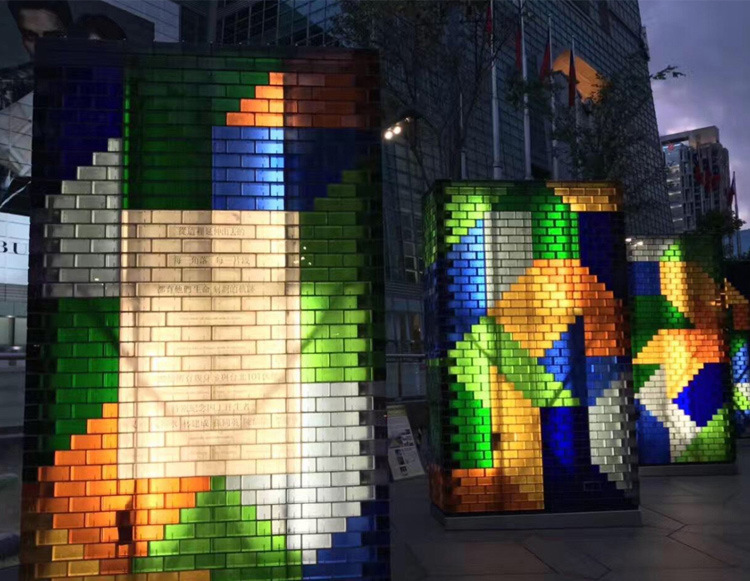 Colored Solid Glass Bricks: Modern Architecture of Light, Shadow and Color