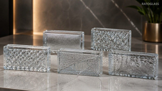 Transparent Hollow Glass Brick 200×100×50mm | Clear Glass Block with Hidden LED Groove