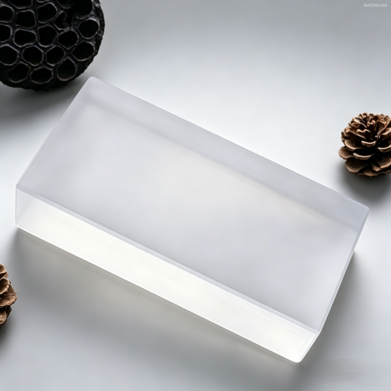 Polished Frosted Solid Glass Bricks Curtain Wall Decoration Hot-Melt Frosted Glass Blocks for Interior/Exterior Glass Partiton Wall 