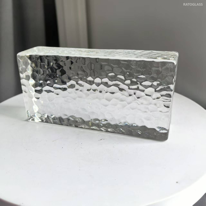 Textured Decorative Clear Glass Brick 200*100*50mm Crystal Glass Bricks Partition Wall Glass Blocks Custom Patterned Crystal Glass Block for Sale