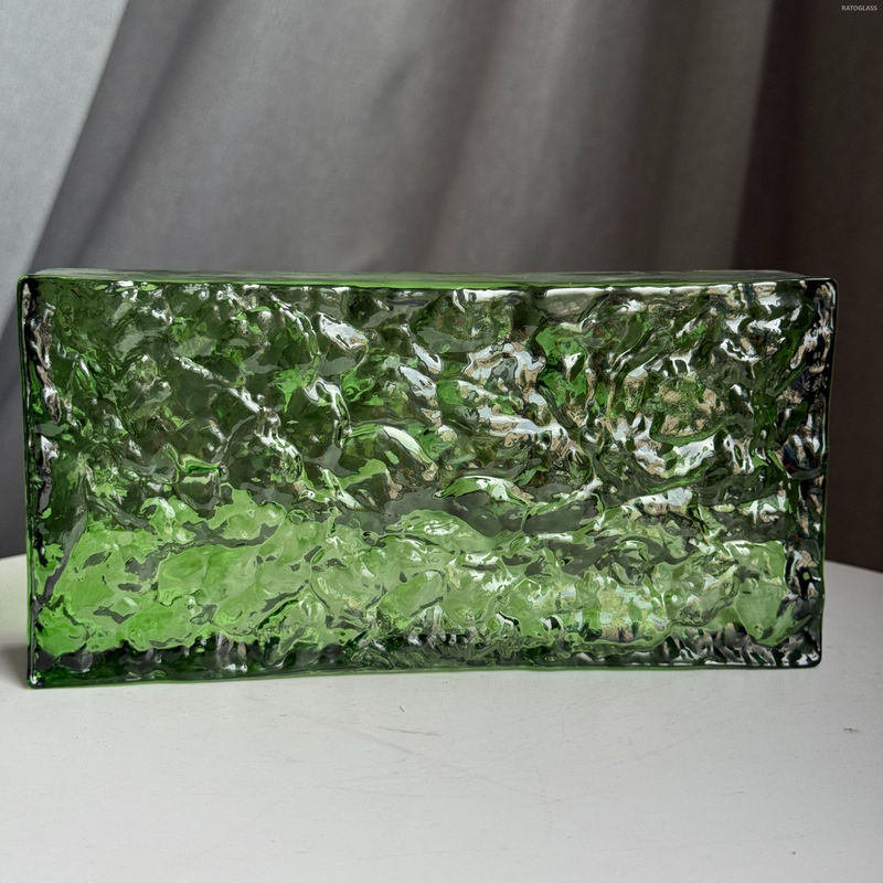 High Quality Double-sided Ice Grain Glass Brick Partition Wall Crystal Brick Transparent Solid Hot-melt Square Glass Block