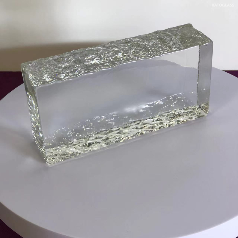 New 200*100*50 mm Clear Glass Brick With Ice Crystal Pattern