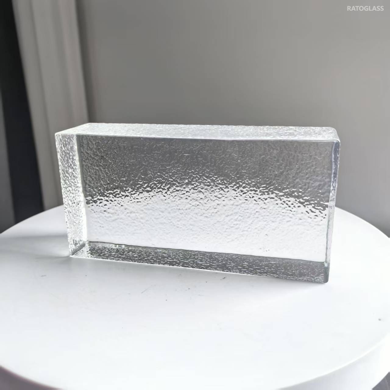 New 200*100*50 MM Crystal Glass Brick with Orange Peel Pattern Clear Brick Building Wall Partition Solid Glass Block for Home Decoration