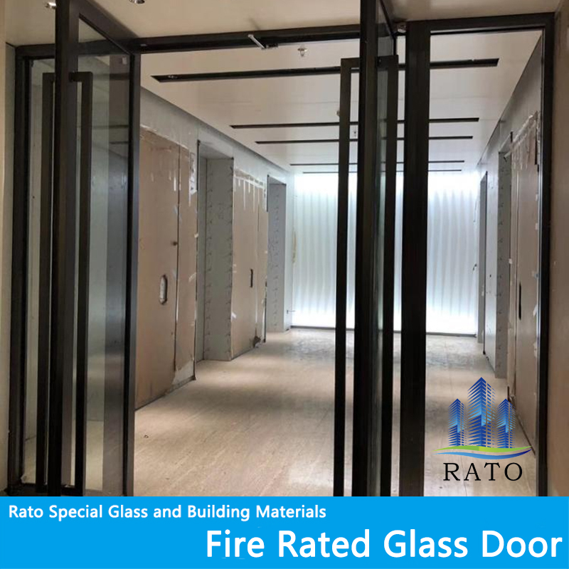 2 hour frameless fire rated double clear tempered sliding door glass