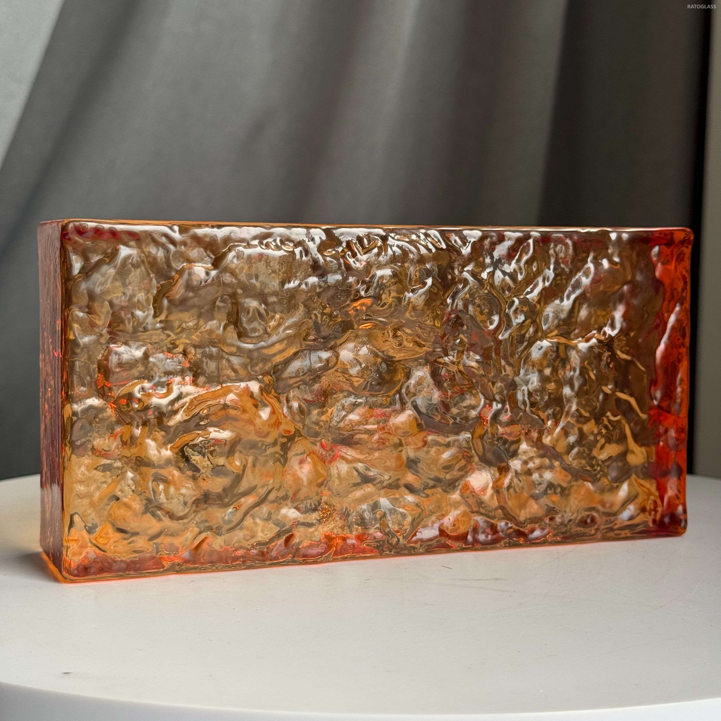 High Quality Double-sided Ice Grain Glass Brick Partition Wall Crystal Brick Transparent Solid Hot-melt Square Glass Block